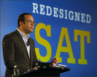 speaker talking about the redesigned new sat