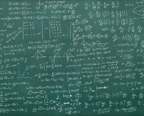 hard math equations on a chalkboard